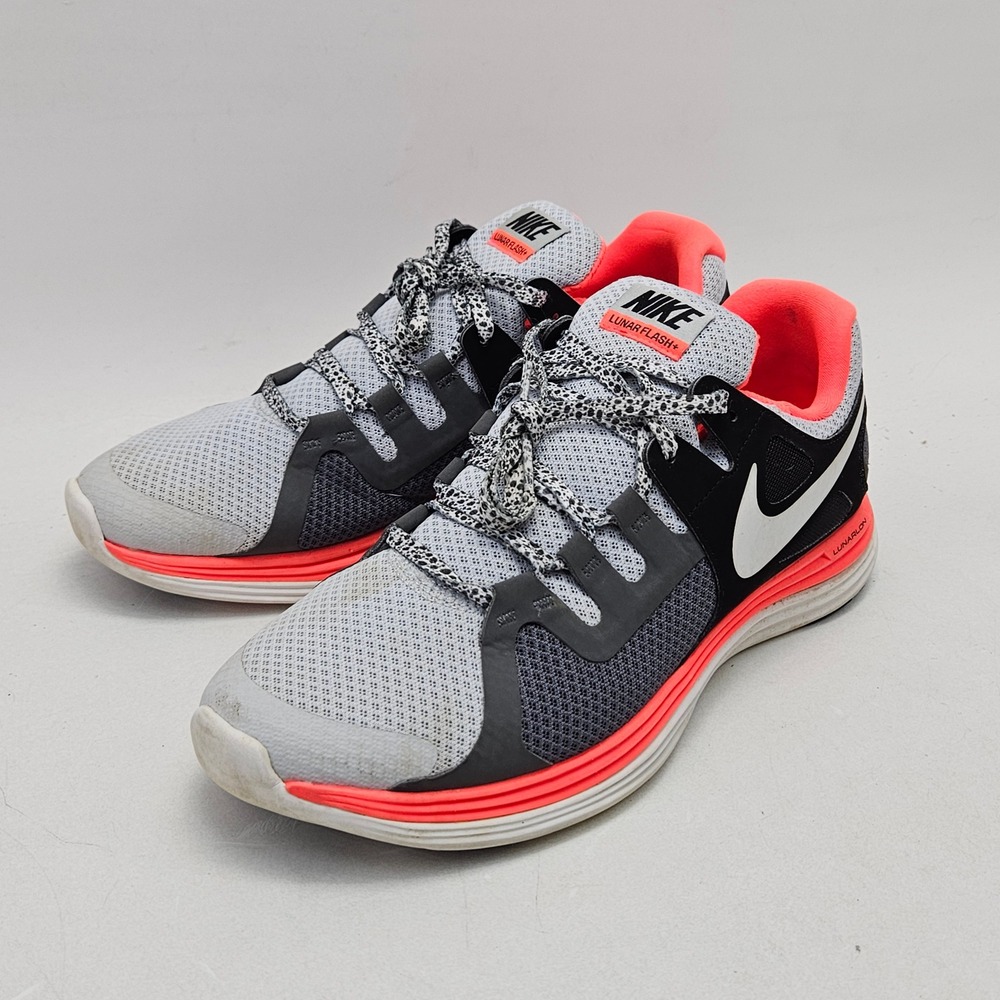 Nike Lunar Flash+ Wolf Grey Black Bright Crimson Running Shoes 580399-018 Mens 9